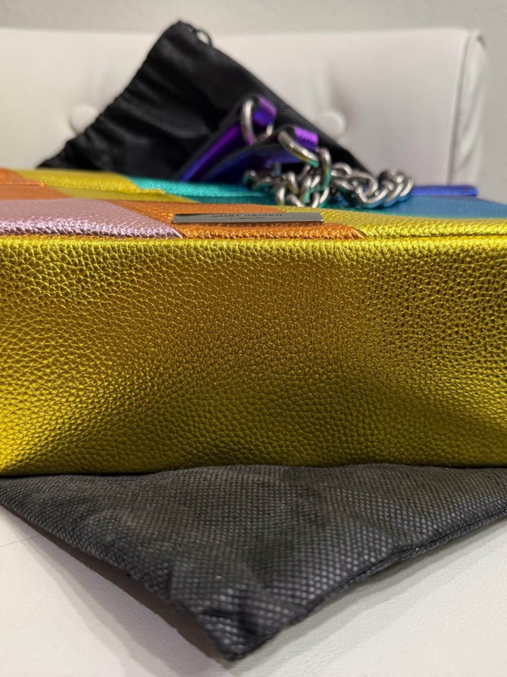Kurt Geiger Rainbow Metallic Diagonal Stripe Shoulder Bag - Picture 3 of 4